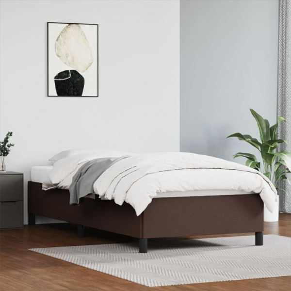 Estructura de cama de cuero sintético marrón 90x200 cm D