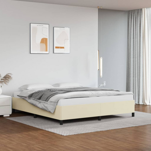 Estructura de cama de cuero sintético crema 180x200 cm D