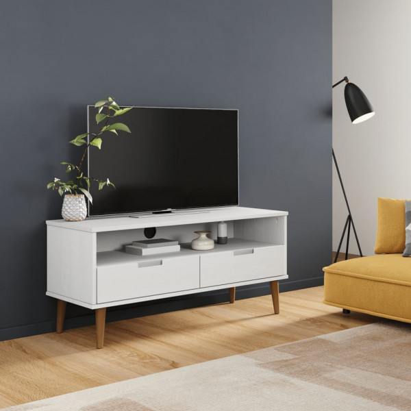 Mueble de TV MOLDE madera maciza de pino blanco 106x40x49 cm D