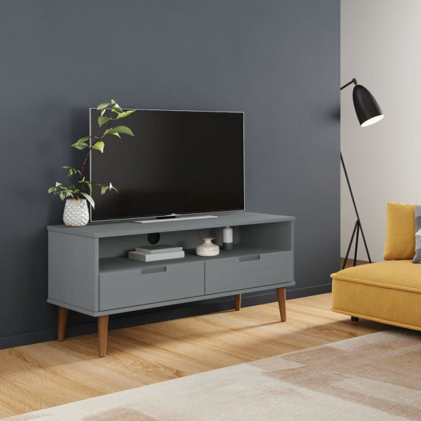 Mueble de TV MOLDE madera maciza de pino gris 106x40x49 cm D