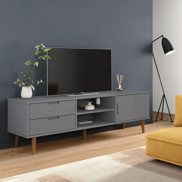 Mueble de TV MOLDE madera maciza de pino gris 158x40x49 cm D