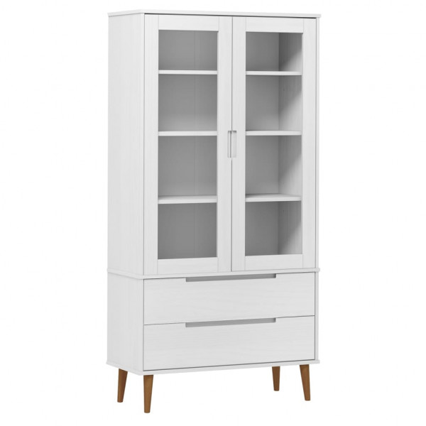 Mueble vitrina MOLDE madera maciza de pino blanco 90x35x175 cm D