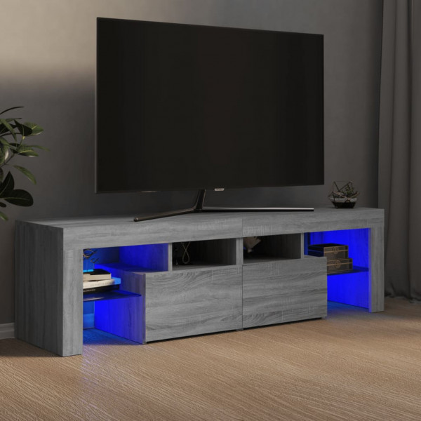 Móvel de TV com luzes LED cinza Sonoma 140x36.5x40 cm D
