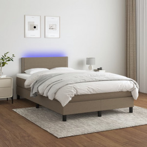 Cama box spring con colchón y LED tela gris taupe 120x200 cm D