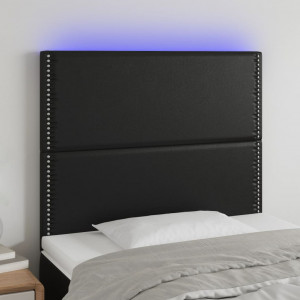 Cabecero con luces LED cuero sintético negro 90x5x118/128 cm D
