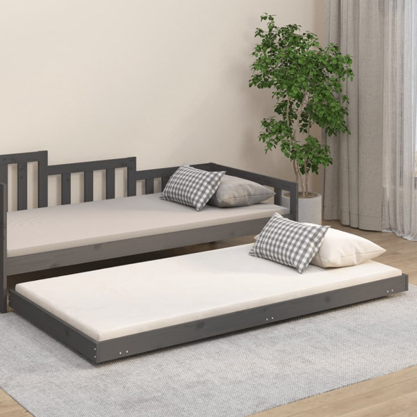 Estrutura de cama em madeira de pinho maciça cinza 90x200 cm D