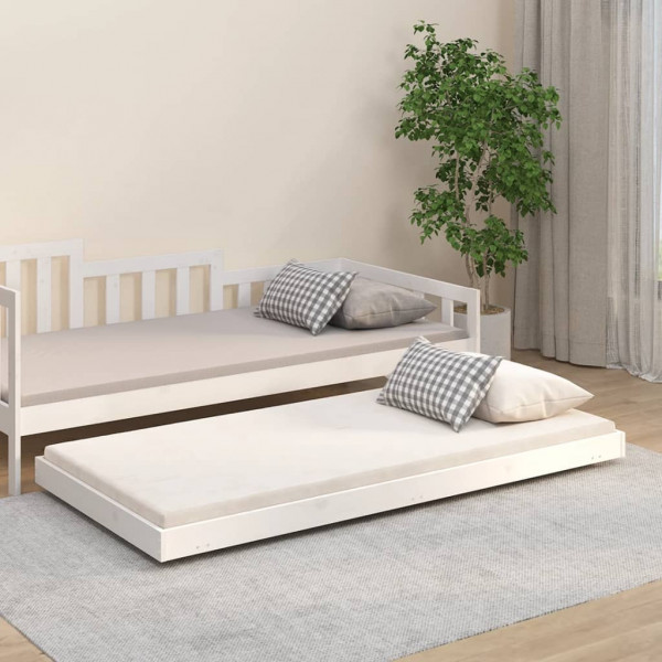 Estrutura de cama madeira maciça de pinho branco 75x190 cm D