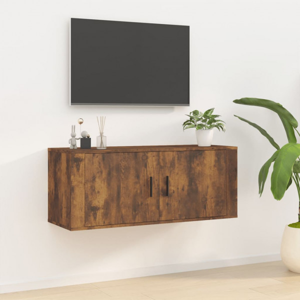 Mueble para TV de pared roble ahumado 100x34.5x40 cm D