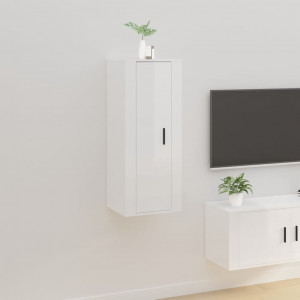 Mueble para TV de pared blanco brillante 40x34.5x100 cm D