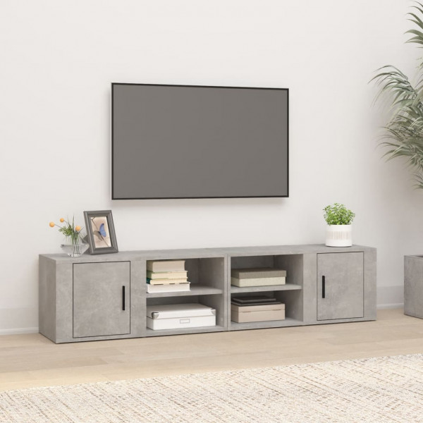 Mueble TV 2 uds madera contrachapada gris hormigón 80x31.5x36cm D