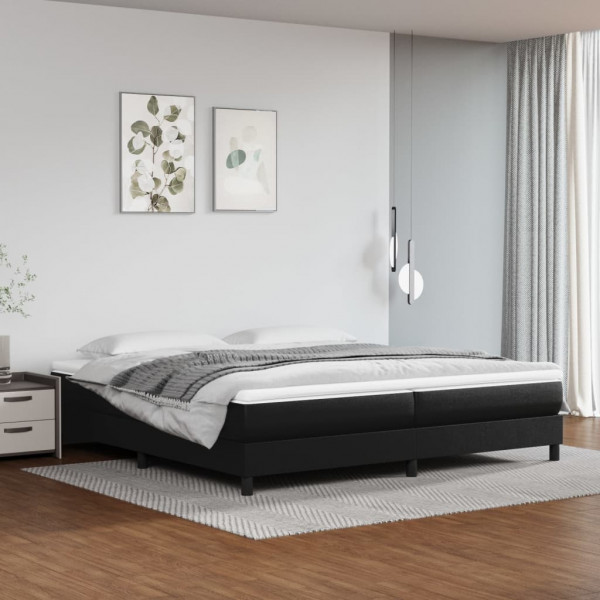 Estructura de cama box spring cuero sintético negro 200x200 cm D