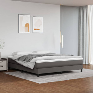 Estructura de cama box spring cuero sintético gris 180x200 cm D