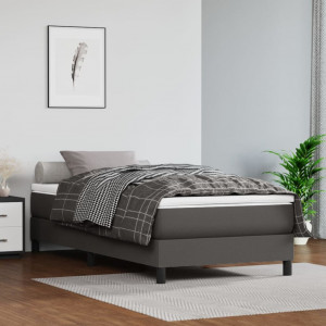 Estructura de cama box spring cuero sintético gris 100x200 cm D