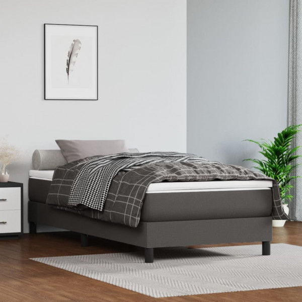 Estrutura de cama box spring couro sintético cinza 100x200 cm D