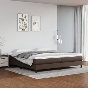 Estructura de cama box spring cuero sintético marrón 200x200 cm D