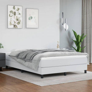 Cama box spring con colchón cuero sintético blanco 140x200cm D