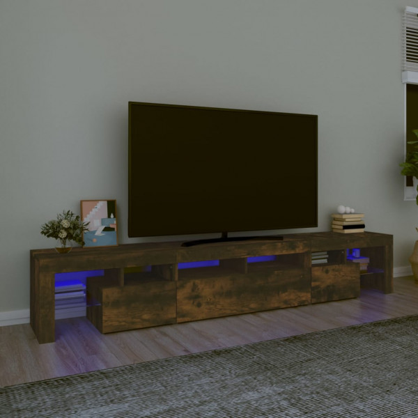 Móvel de TV com luzes LED cor carvalho fumado 230x36,5x40 cm D