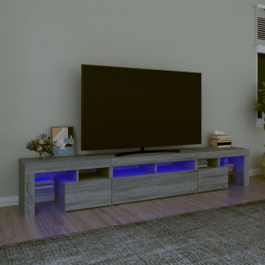 Mueble de TV con luces LED gris Sonoma 230x36.5x40 cm D