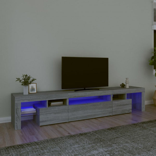 Móvel de TV com luzes LED cinza Sonoma 215x36,5x40 cm D