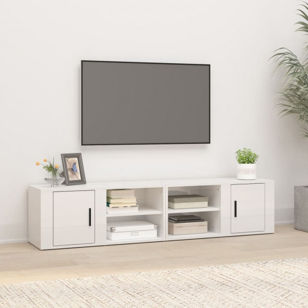 Muebles para TV 2 uds madera blanco brillo 80x31.5x36 cm D