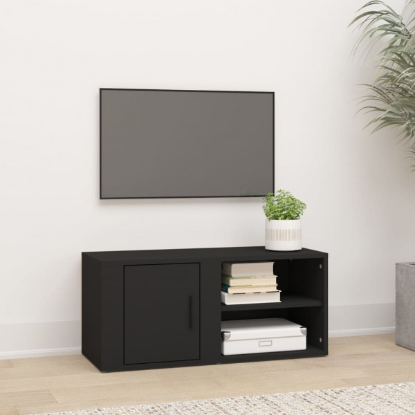 Mueble para TV madera contrachapada negro 80x31.5x36 cm D