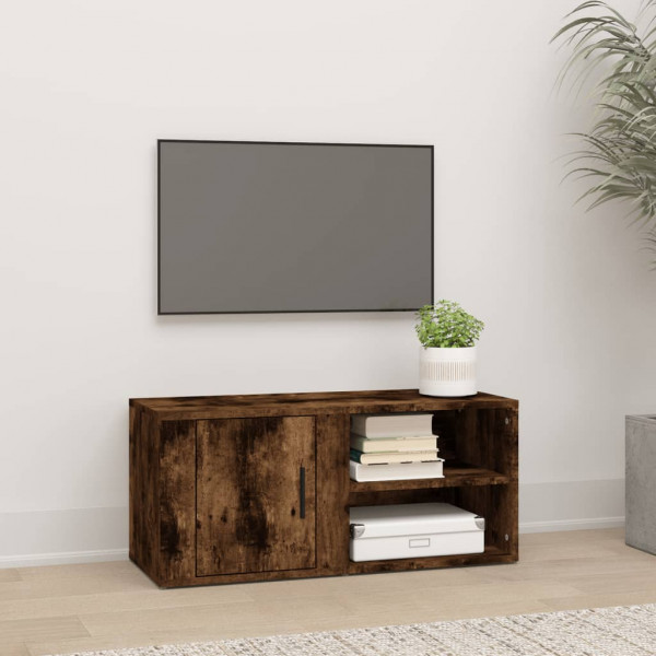 Mueble para TV madera contrachapada roble ahumado 80x31.5x36 cm D