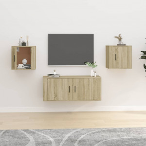 Muebles para TV de pared 2 uds roble Sonoma 40x34.5x40 cm D