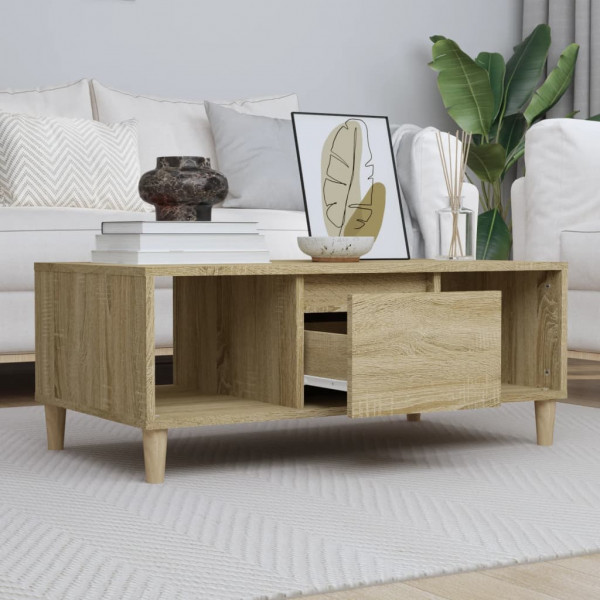 Mesa de centro madera contrachapada roble Sonoma 90x50x36.5 cm D