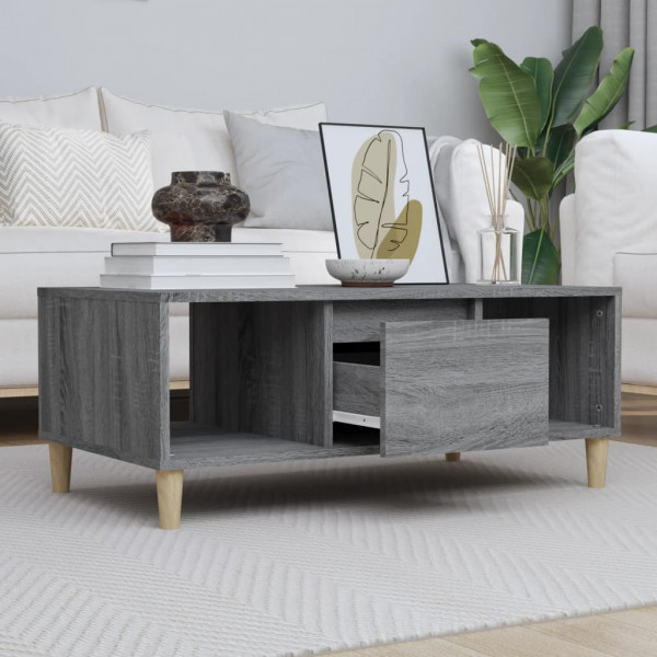 Mesa de centro madera contrachapada gris Sonoma 90x50x36.5 cm D