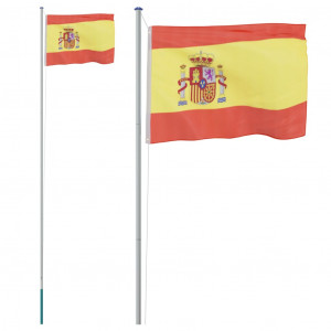 Mástil y bandera de España aluminio 6.23 m H