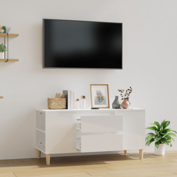 Mobiliário de TV madeira contraplacada branco brilho 102x44.5x50 cm D