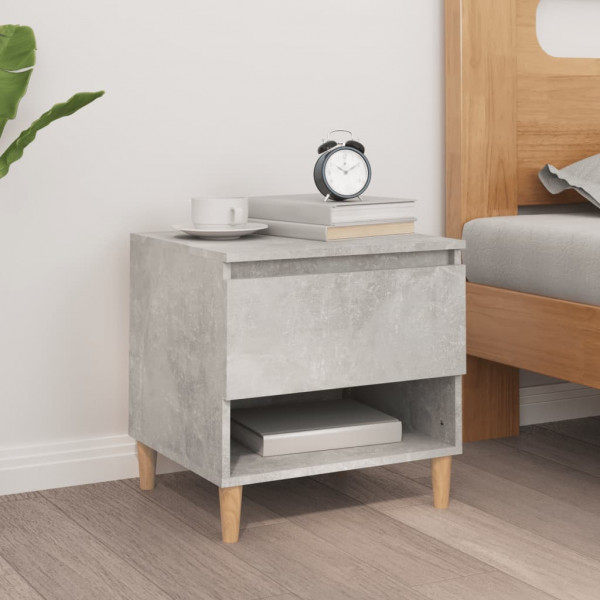 Mesa de cabeceira de madeira compensada cinza concreto 50x46x50 cm D