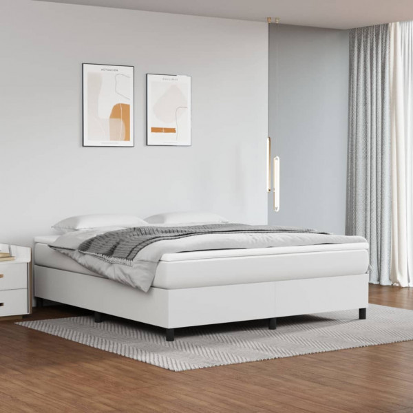 Estrutura de cama box spring de couro sintético branco 160x200 cm D