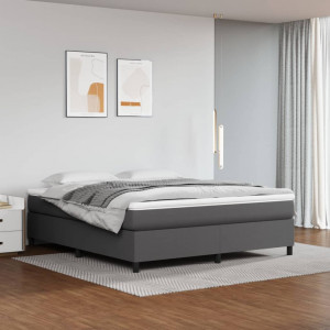 Estructura de cama box spring cuero sintético gris 160x200 cm D