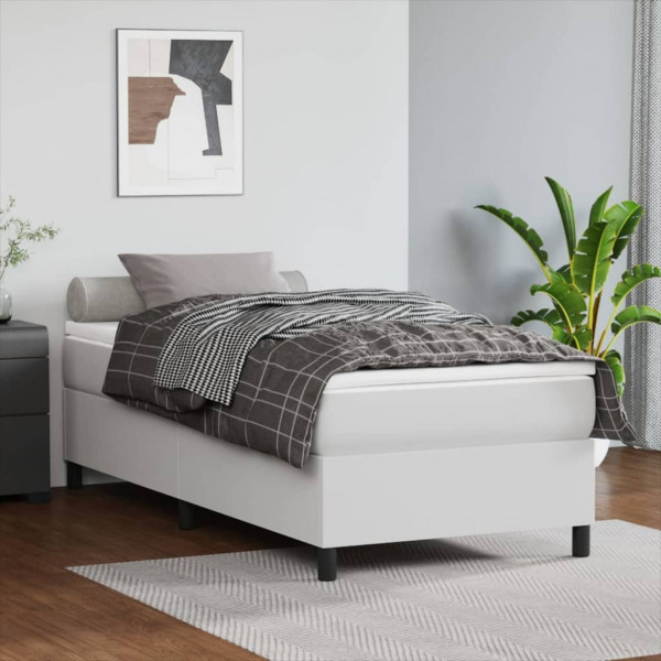 Estrutura da cama box spring de couro sintético branco 90x190 cm D