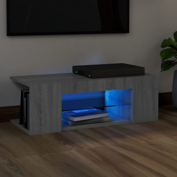Mueble de TV con luces LED gris Sonoma 90x39x30 cm D