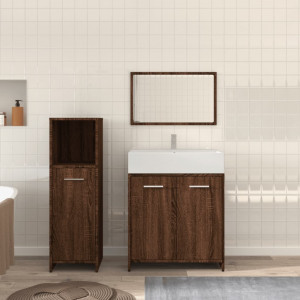 Set de muebles baño 3 pzas madera contrachapada roble marrón D