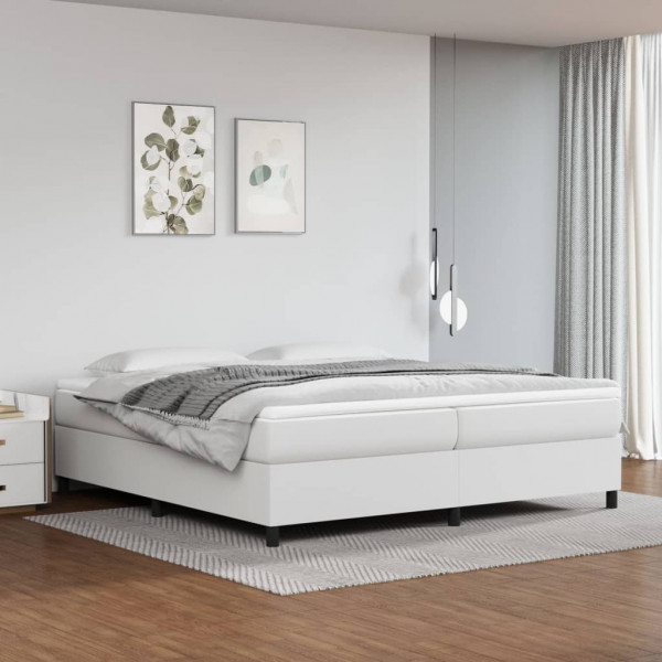 Estrutura de cama box spring couro sintético branco 200x200 cm D