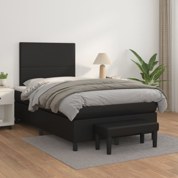 Estructura de cama box spring cuero sintético negro 180x200 cm