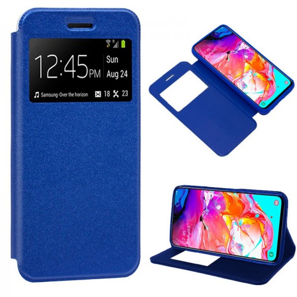 Funda Flip Cover Samsung A705 Galaxy A70 Liso Azul D