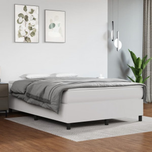 Cama box spring con colchón cuero sintético blanco 140x200cm D