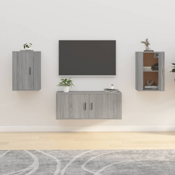 Mobiliário para TV de parede 2 uds cinza Sonoma 40x34.5x60 cm D