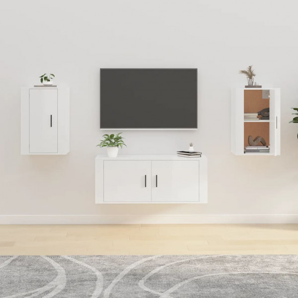 Muebles para TV de pared 2 uds blanco brillante 40x34.5x60 cm D
