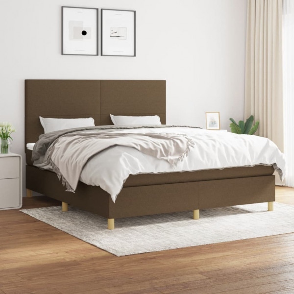 Cama box spring com colchão de tecido marrom escuro 180x200 cm D