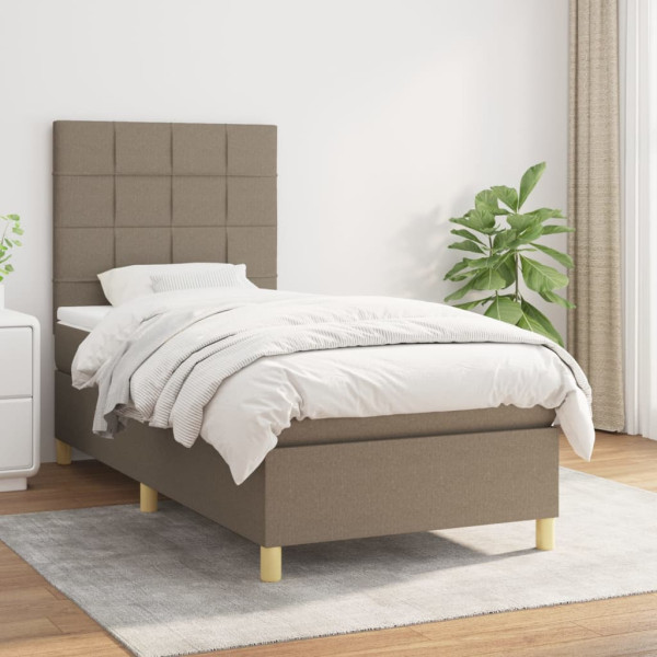 Cama box spring com colchão de tecido cinza taupe 100x200 cm D