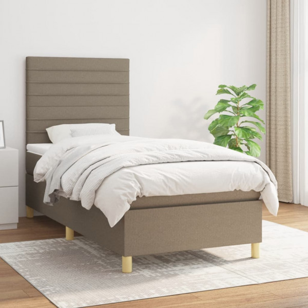 Cama box spring com colchão de tecido cinza taupe 90x190 cm D