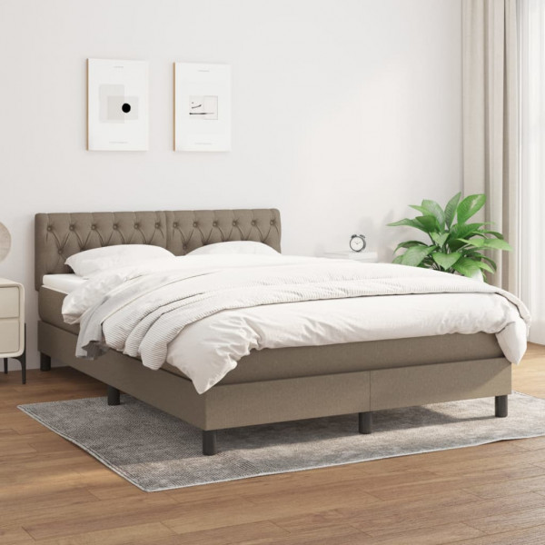 Cama box spring com colchão de tecido cinza taupe 140x190 cm D