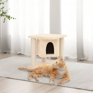 Rascador para gatos con postes de sisal crema 37 cm D