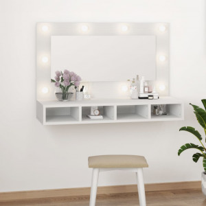 Mueble con espejo y LED blanco 90x31.5x62 cm D