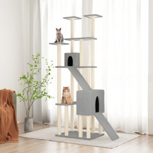 Poste para arranhar gatos com postes de sisal cinza claro 190 cm D
